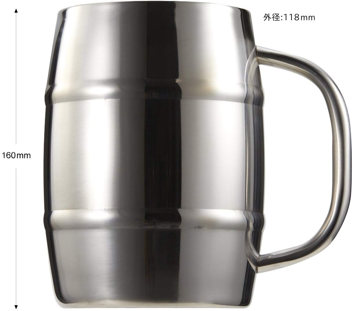 キャプテンスタッグ(CAPTAIN STAG) コップ マグカップ ビールジョッキ ダブルステンレス 樽型（1.0L）