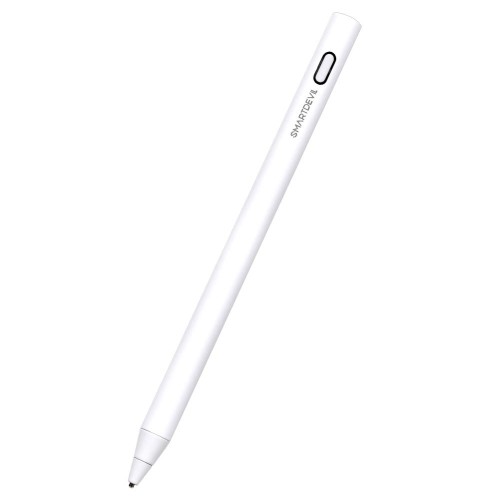 SmartDevil タッチペン 極細 スマートフォン タブレット スタイラスペン iPod、iPhone、ios、Android、Kindle 対応 2 in 1 高感度 金属製 軽量 USB充電式 タッチ ペン 細/太両側使る 導電繊維 銅製 1.5mmペン先 (白)