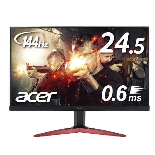 Acer ゲーミングモニター KG251QHbmidpx 24.5インチ 144hz 0.6ms TN DVI-D(Dual Link対応),HDMI,DisplayPort FPS向き フルHD 非光沢 フレームレス