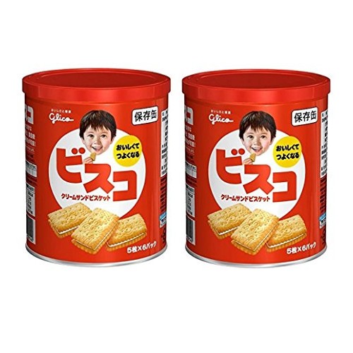 【まとめ買い】 江崎グリコ ビスコ 保存缶 30枚 × 2缶 ＜賞味期限5年＞