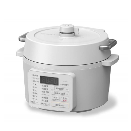 アイリスオーヤマ 電気圧力鍋 2.2L 2WAYタイプ グリル鍋 6種類自動メニュー 65メニュー掲載レシピブック付き ホワイト PC-MA2-W