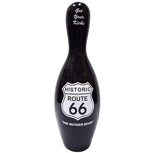 ボーリングピン 貯金箱 （ ルート66 ） Bowling pin bank ボウリング ピン ROUTE66 黒 バンク バイク バンク レトロ 西海岸風 陶器 貯金箱 かっこいい かわいい インテリア おしゃれ 大きい アメリカン雑貨