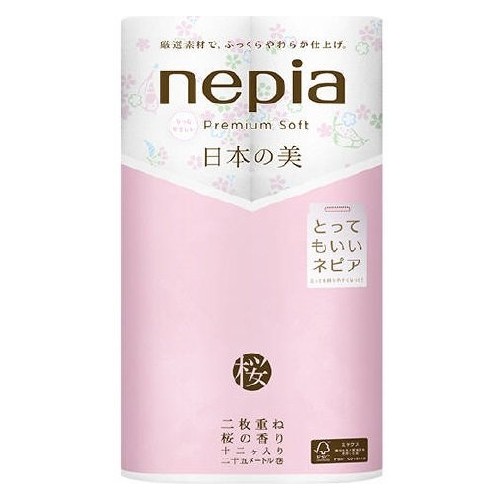 ネピアプレミアムソフトトイレットロール日本の美桜１２Ｒダブル２５Ｍ桜の香り × 3個セット