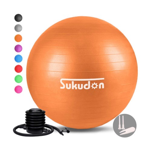 Sukudon バランスボール 45/55/65/75CM （8色） 厚手 ヨガボール アンチバースト機能搭載 滑り止め横筋 耐荷重800KG ダイエット器具 椅子 腰痛防止 関節保護 フィットネス エクササイズグッズ 日本語説明書付き