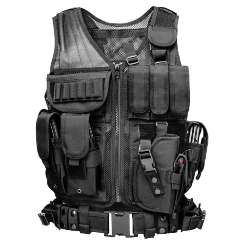 fanituhan タクティカルベスト サバゲー ベスト 黒 特殊部隊 サバイバルゲーム Csゲームベスト SWAT