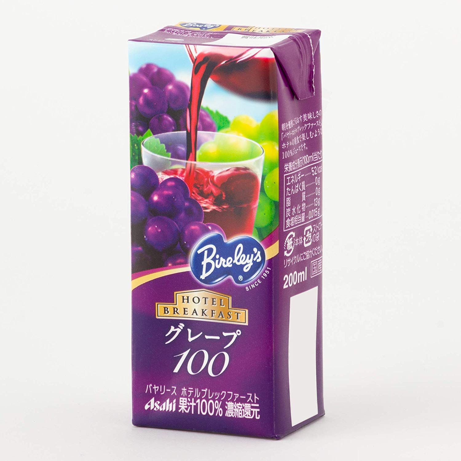 アサヒ飲料 バヤリース ホテルブレックファースト グレープ100 200ml×24本